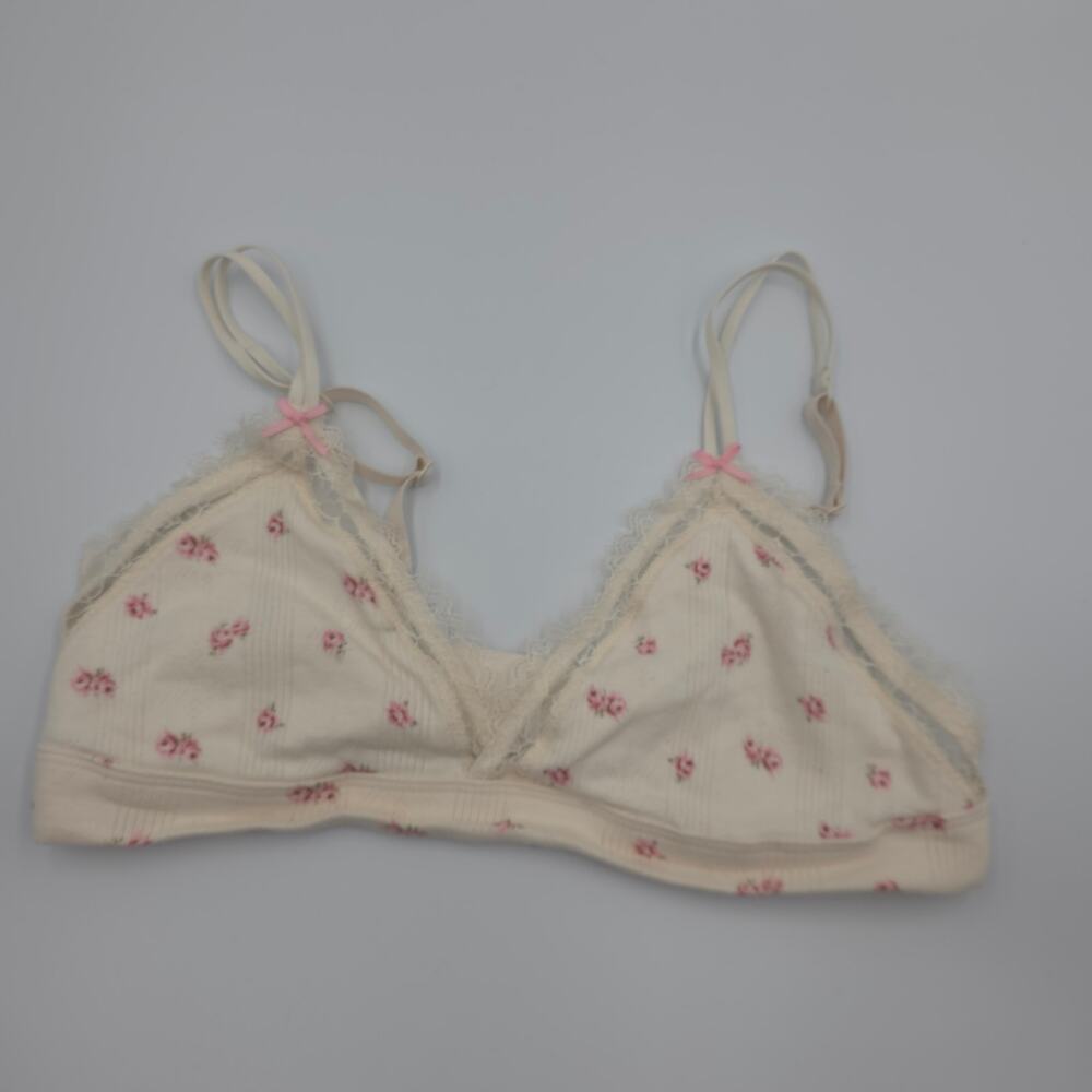 Aerie Superchill Pointelle Padded Triangle Bralette Size L
